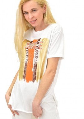 Potre OR - Γυναικείο T-shirt με στρας SMILE Λευκό 14699