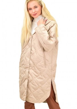 Potre OR - Γυναικείο καπιτονέ μπουφάν μονόχρωμο με κουμπιά Μπεζ 13313