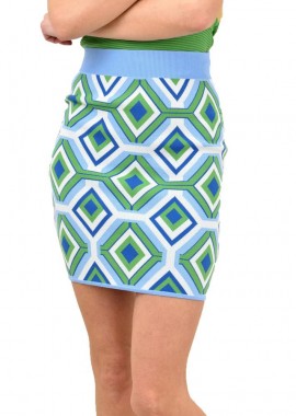 Potre OR - Γυναικεία πλεκτή φούστα με μοτίβο Γαλάζιο 14134