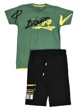 Potre OR - Παιδικό αθλητικό σετ με τύπωμα street style Χακί 15919