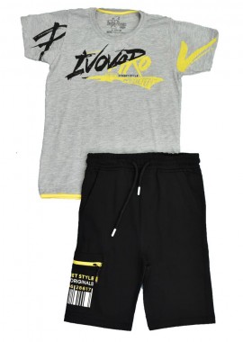 Potre OR - Παιδικό αθλητικό σετ με τύπωμα street style Γκρι 15917