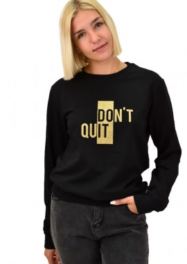 First Woman - Μπλούζα φούτερ DONT QUIT Μαύρο 17516