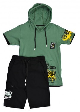 Potre OR - Παιδικό αθλητικό σετ με κουκούλα Χακί 15898