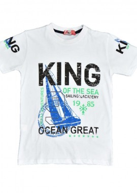 Potre OR - Παιδική μπλούζα με τύπωμα KING Λευκό 15840