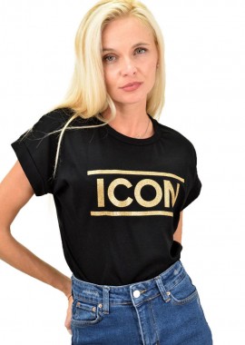 First Woman - Γυναικείο T-Shirt με τύπωμα ICON Μαύρο 13276