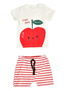 Potre OR - Βρεφικό σετ με σχέδιο μήλο Κόκκινο 16330