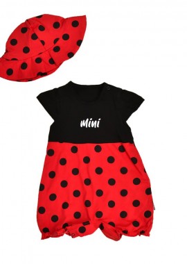 Potre OR - Βρεφικό φορμάκι mini με καπέλο Κόκκινο 16341