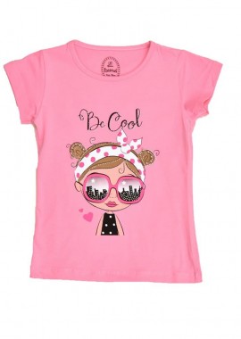 Potre OR - Παιδική μπλούζα με τύπωμα και στρας BE COOL Ροζ 16414