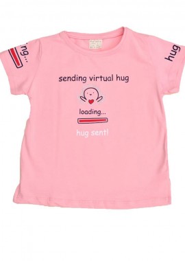 Potre OR - Παιδική μπλούζα με τύπωμα και στρας hug sent Απαλό Ροζ 16400