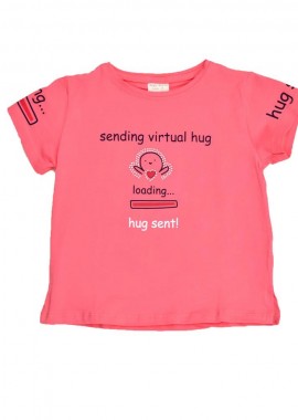 Potre OR - Παιδική μπλούζα με τύπωμα και στρας hug sent Ροζ 16396