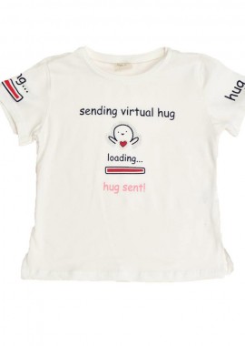 Potre OR - Παιδική μπλούζα με τύπωμα και στρας hug sent Λευκό 16399