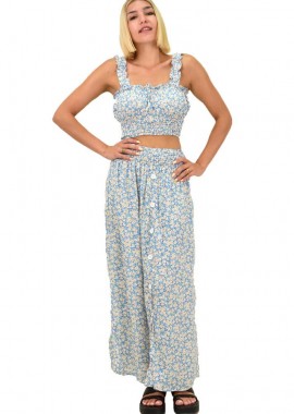 Potre OR - Γυναικείο σετ φλοράλ με τιράντες Μπλε 16942