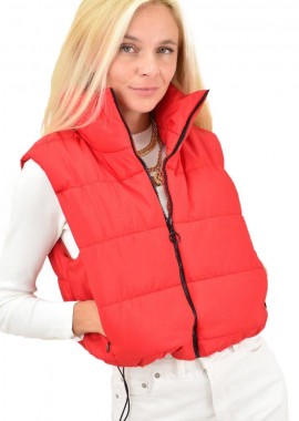 Potre OR - Αμάνικο κοντό μπουφάν με όρθιο γιακά Κόκκινο 12761