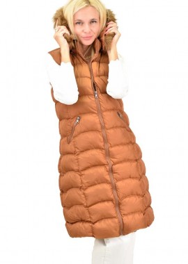 Potre OR - Μπουφάν αμάνικο με αποσπώμενη κουκούλα Κεραμιδί 12781