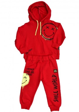 Potre OR - Παιδικό σετ με τύπωμα φατσούλα Κόκκινο 17019