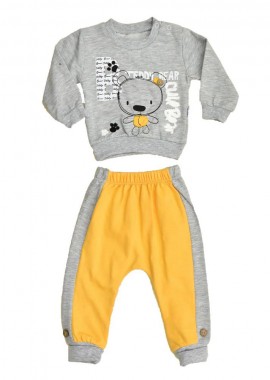 Potre OR - Βρεφικό σετ φόρμας με σχέδιο αρκουδάκι Κίτρινο 17027