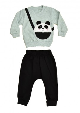 Potre OR - Βρεφικό σετ φόρμας με σχέδιο panda Φυστικί 17033