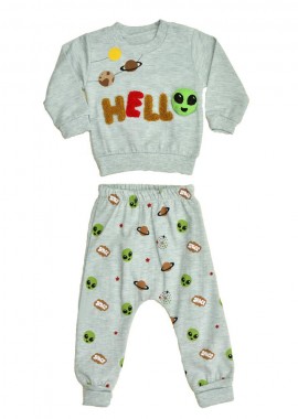 Potre OR - Βρεφικό σετ φόρμας με σχέδιο εξωγήινο Φυστικί 17036