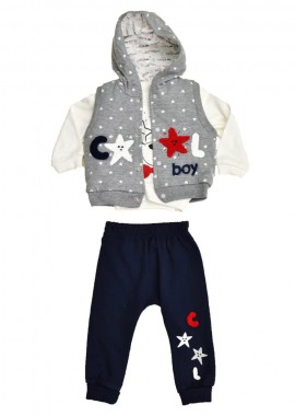 Potre OR - Βρεφικό σετ φόρμας με σχέδιο αστεράκια Μπλε Σκούρο 17057