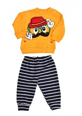 Potre OR - Βρεφικό σετ φόρμας με σχέδιο καπελάκι Μουσταρδί 17052