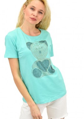 Potre OR - Γυναικείο T-shirt με στρας αρκουδάκι Βεραμάν 13892