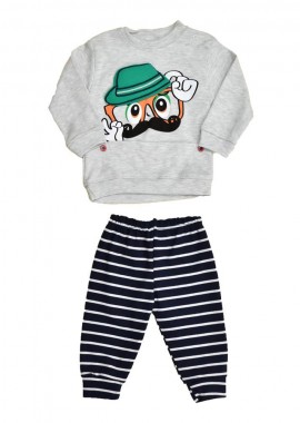 Potre OR - Βρεφικό σετ φόρμας με σχέδιο καπελάκι Γκρι 17051