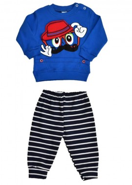 Potre OR - Βρεφικό σετ φόρμας με σχέδιο καπελάκι Μπλε Ρουά 17050