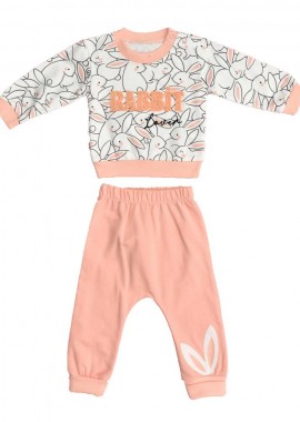 Potre OR - Βρεφικό σετ φόρμας με σχέδιο RABBIT Σομόν 17167