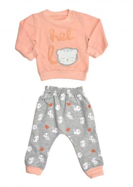 Potre OR - Βρεφικό σετ φόρμας με σχέδιο HELLO Σομόν 17145