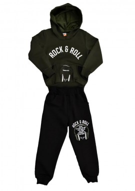 Potre OR - Παιδικό σετ με τύπωμα rock & roll Χακί 17122
