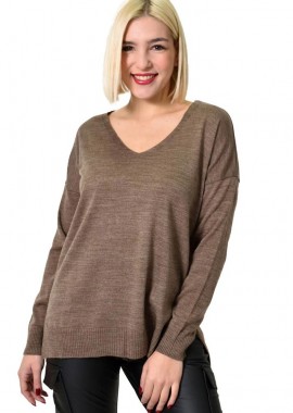 Potre OR - Γυναικεία πλεκτή μπλούζα μονόχρωμη Πούρο 22864