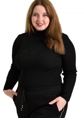 Potre OR - Γυναικείο Plus τοπ με σχέδιο Μαύρο 22373