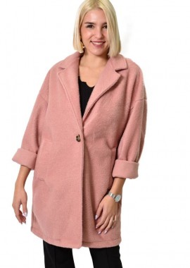 Potre OR - Γυναικείο παλτό μονόχρωμο Ροζ 22480