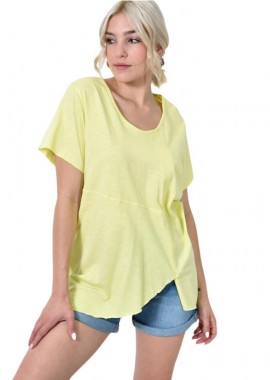 First Woman - Ασύμμετρο Κοντομάνικο Μπλουζάκι Κίτρινο 24563