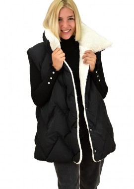 Potre OR - Γιλέκο καπιτονέ oversized Μαύρο 17642