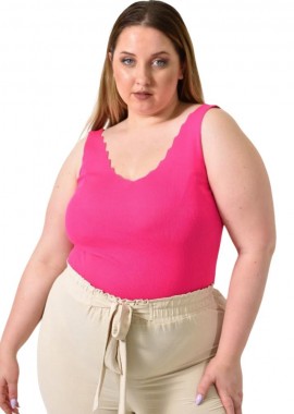 Potre OR - Γυναικείο Plus Size πλεκτό τοπ Φούξια 24366