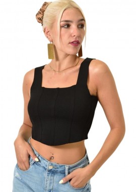 Potre OR - Crop top πλεκτό τύπου κορσές Μαύρο 25195