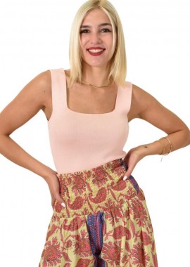 Potre OR - Τοπ με τετράγωνη Λαιμόκοψη Απαλό Ροζ 24965