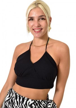 First Woman - Crop top κρουαζέ Μαύρο 25554