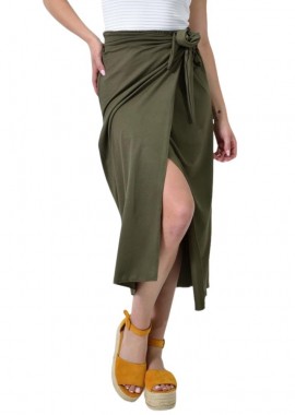 Potre OR - Φούστα δεμένη με κόμπο στη μέση Χακί 24470
