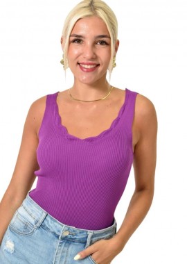 Potre OR - Γυναικέιο πλεκτό τοπ με διάτρητο σχέδιο Ματζέντα 25344