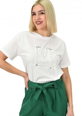 Potre OR - Γυναικείο T-shirt με στρας Μ Λευκό 23181