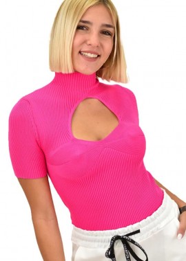 Potre OR - Τοπ με ψηλό λαιμό και άνοιγμα στο μπούστο Φούξια 17372