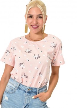 Potre OR - Γυναικεία μπλούζα με λουλούδια Ροζ 15198