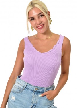 Potre OR - Γυναικέιο τοπ με διάτρητο σχέδιο Λιλά 25347