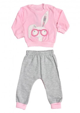 Potre OR - Βρεφικό σετ φόρμας με σχέδιο κουνέλι Ροζ 17162