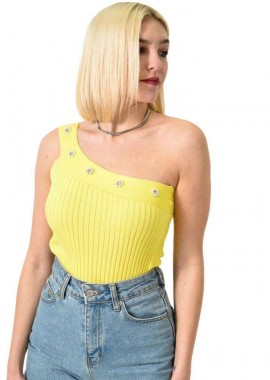Potre OR - Τοπ εφαρμοστό ριπ με έναν ώμο Κίτρινο 23512
