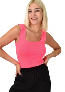 Potre OR - Τοπ με τετράγωνη Λαιμόκοψη φλούο Ροζ 24819