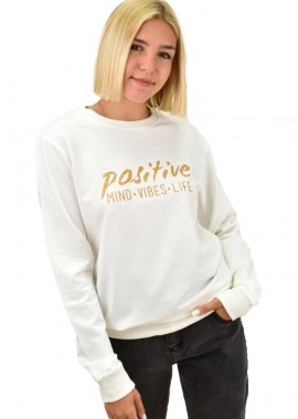 First Woman - Μπλούζα φούτερ με τύπωμα POSITIVE Λευκό 17608