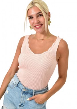 Potre OR - Γυναικέιο τοπ με διάτρητο σχέδιο Απαλό Ροζ 25348